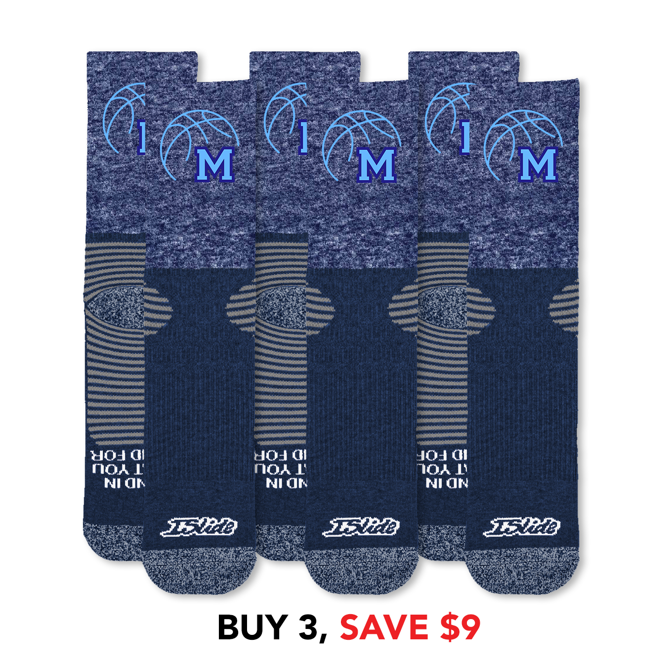 Medfield Basketball Athletic Sock 3 Pack